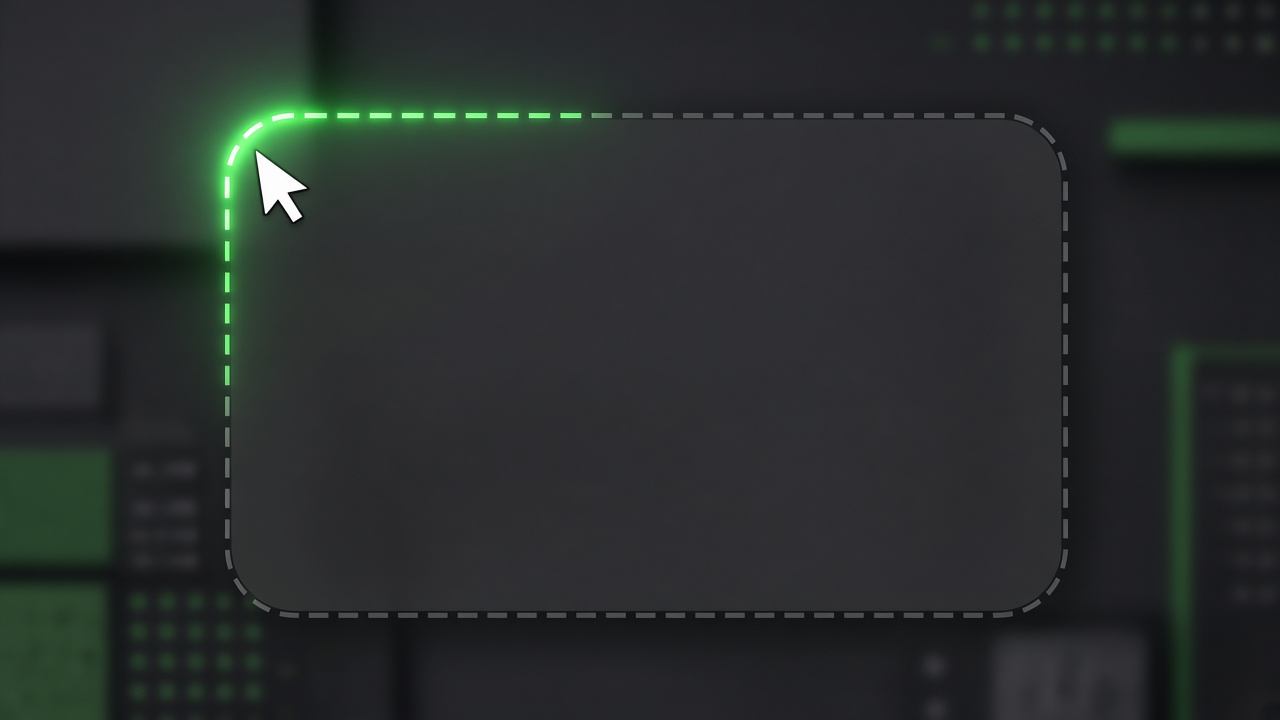 An empty placeholder widget lighting up green as the mouse cursor approaches it